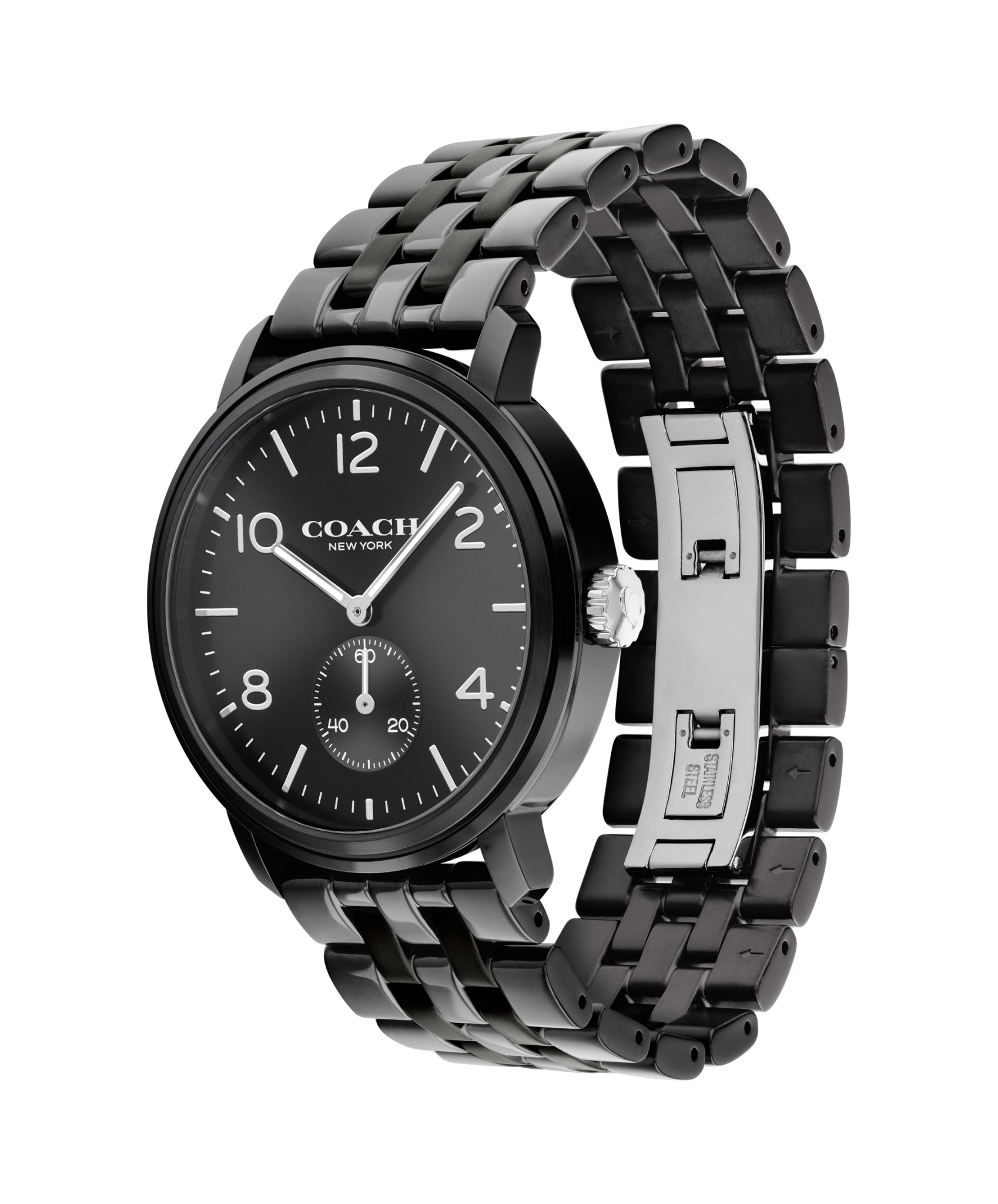 萬年鐘錶 - COACH錶  全黑三眼計時時尚男錶  14602531 錶徑42MM