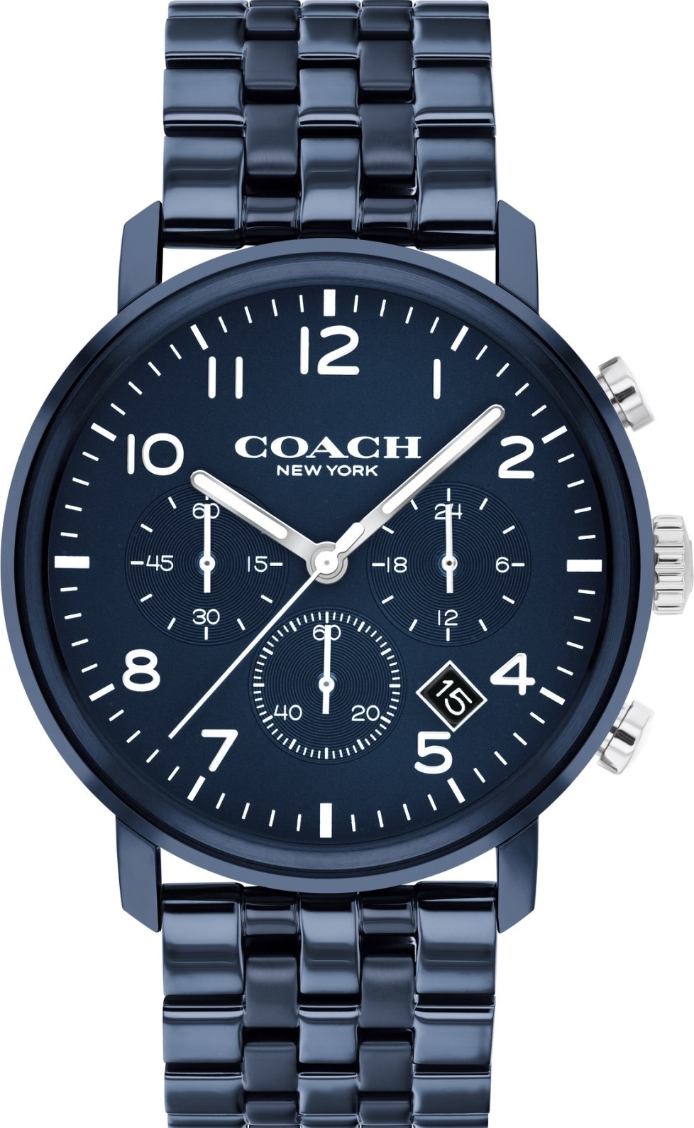 萬年鐘錶 - COACH錶  藍色三眼計時時尚男錶  14602530  錶徑42MM