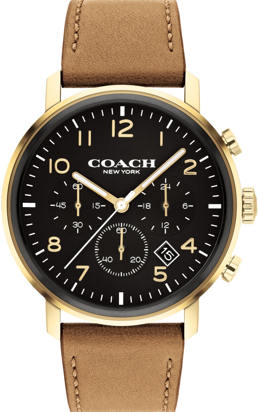 萬年鐘錶 - COACH錶  皮革款三眼計時時尚男錶  14602541  錶徑42MM