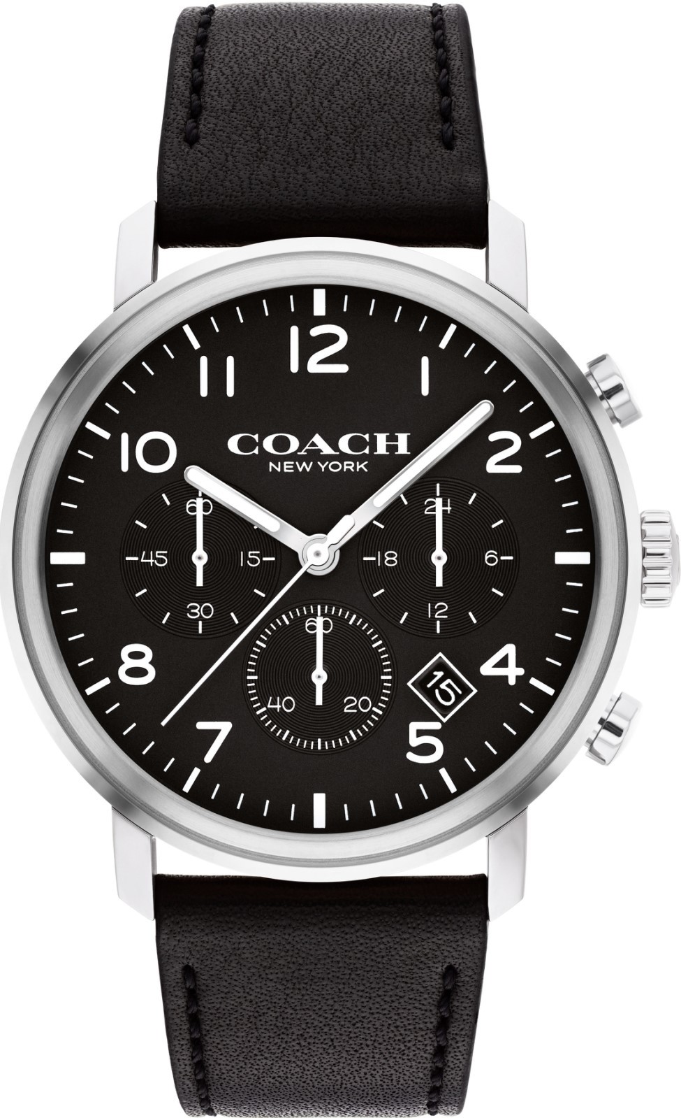 萬年鐘錶 - COACH錶  皮革款三眼計時時尚男錶  14602539  錶徑42MM