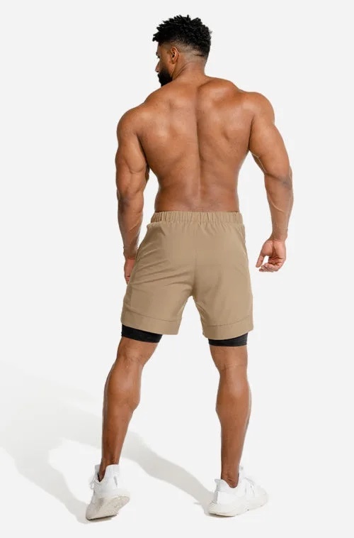 Limitless 二合一短褲（淡褐色/黑迷彩）