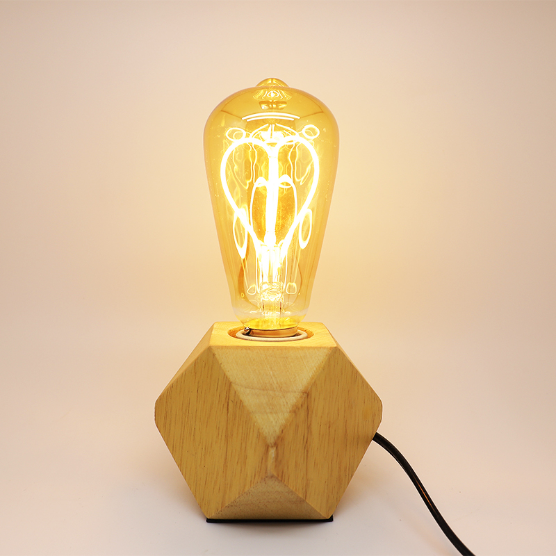 E27燈座帶開關 復古實木燈座 送燈泡