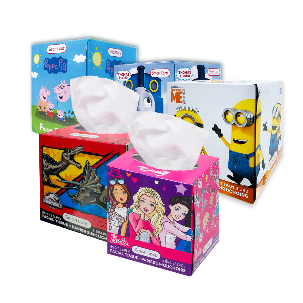 【美國熱銷卡通】盒裝面紙85抽(Thomas&Friends/Peppapig/Minions/Barbie/Jurassic )