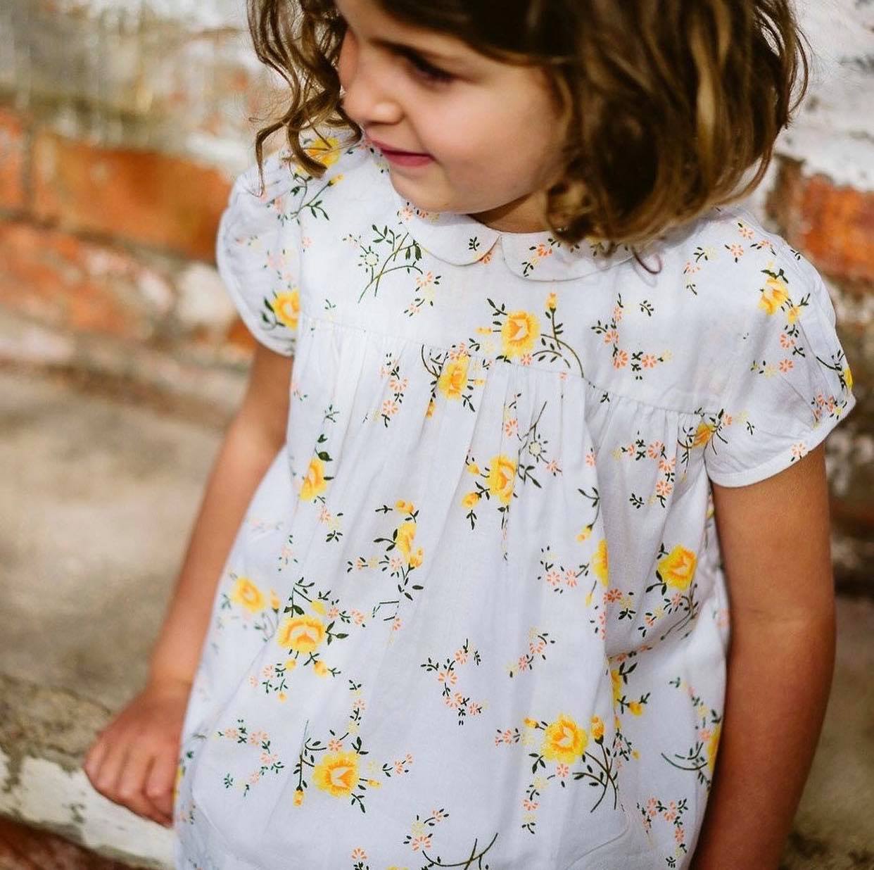 LITTLE COTTON CLOTHES - Juno Blouse Marigold Floral White