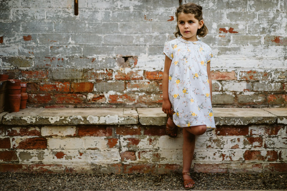 LITTLE COTTON CLOTHES - Hera Dress Marigold Floral White