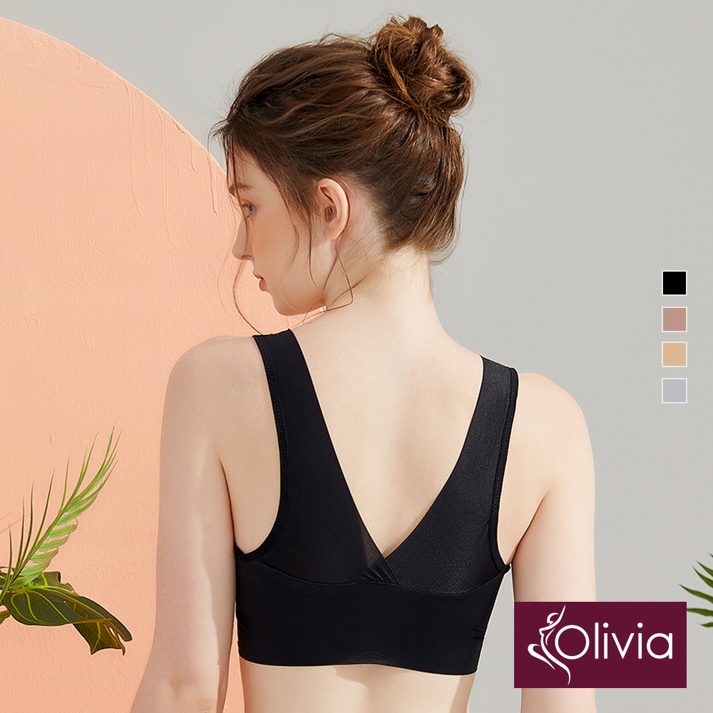 無鋼圈V型包覆美背內衣-黑色