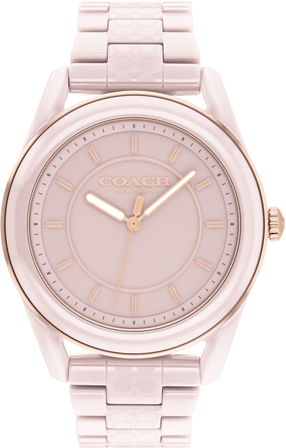 萬年鐘錶 - COACH錶  質感粉色LOGO陶瓷氣質女錶  14503772  錶徑38MM