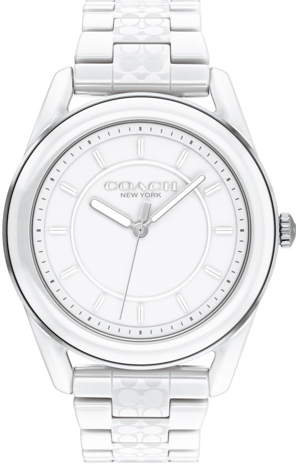 萬年鐘錶 - COACH錶  白色LOGO陶瓷氣質女錶  14503771  錶徑38MM