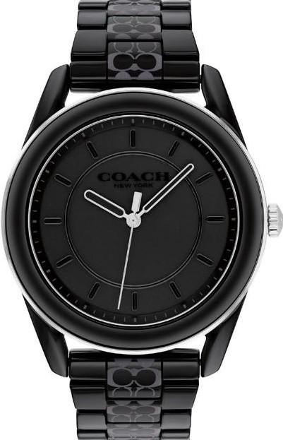 萬年鐘錶 - COACH錶  質感黑色LOGO陶瓷氣質女錶  14503774 錶徑38MM