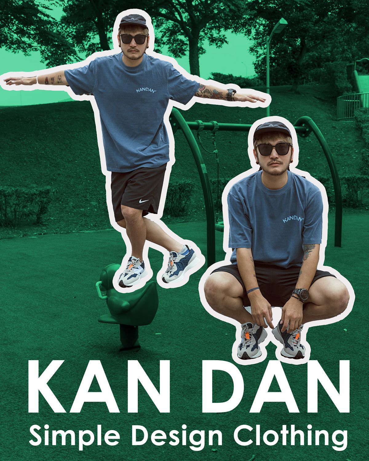 KID ® KANDAN系列 水洗短T 深藍