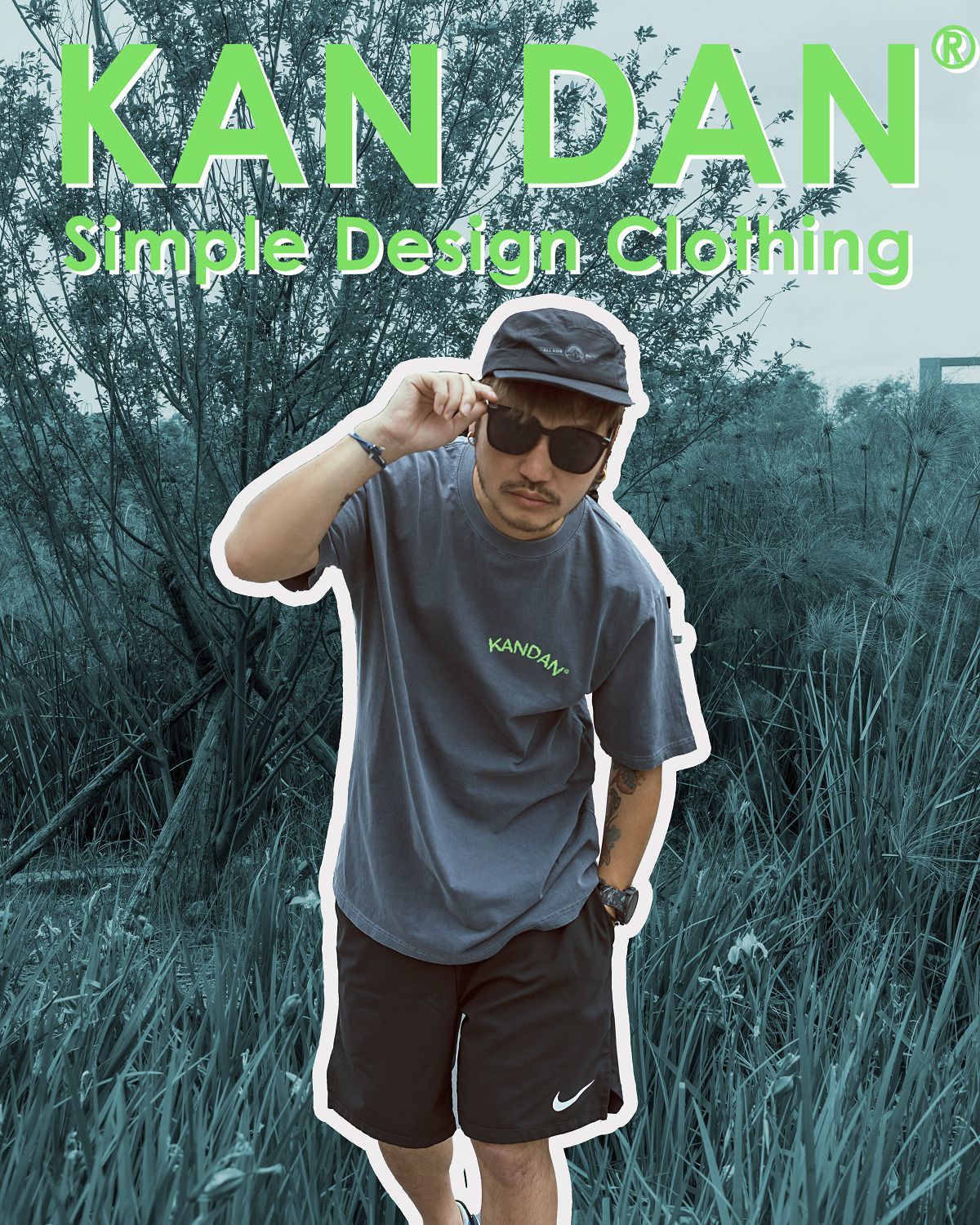 KID ® KANDAN系列 水洗短T 灰藍