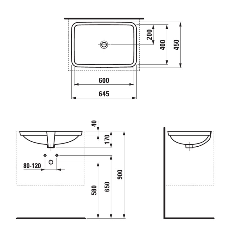 Laufen "Pro S" 8.1196.5.000.109.1 Undercounter Washbasin (with Overflow)