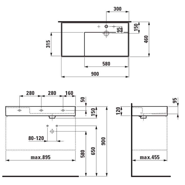 Laufen "Kartell by LAUFEN" 8.1033.9.000.111.1 Countertop or Wall Hung Washbasin with 1 Tap Hole *SaphirKeramik*
