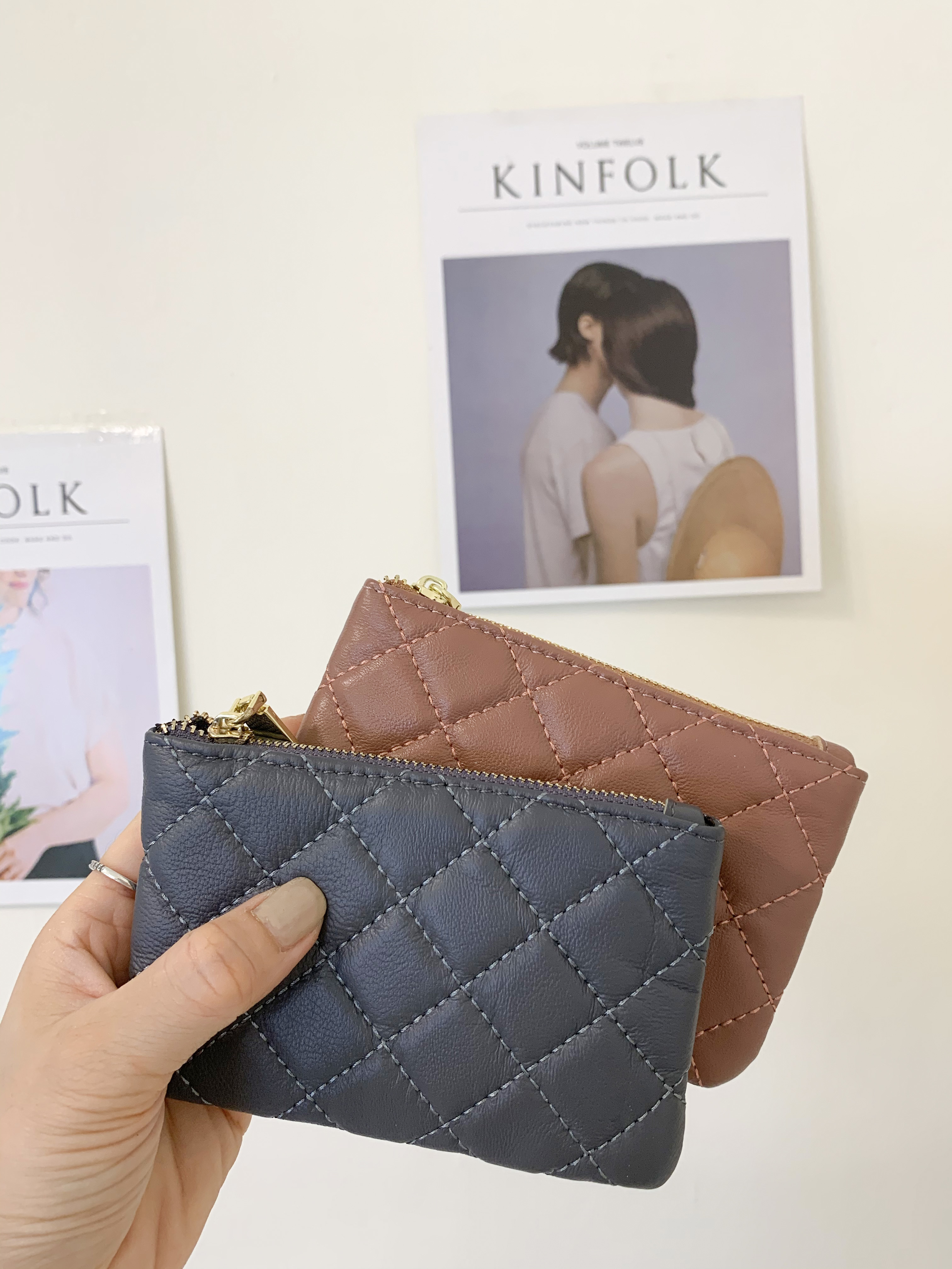 韓國菱格紋小羊皮卡夾 / 卡包 #017