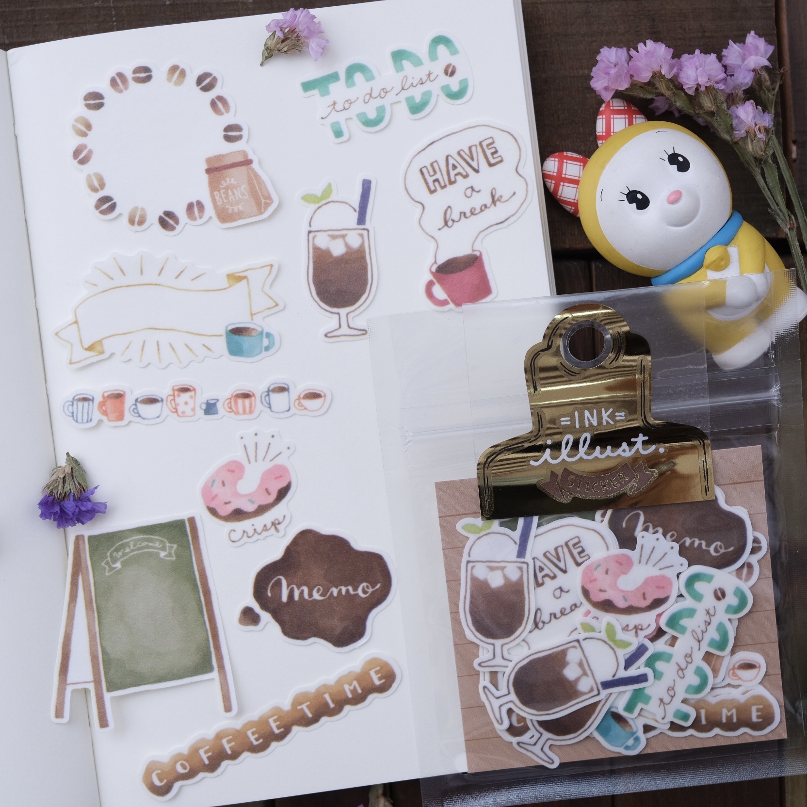 咖啡 水彩插畫貼紙包 日本 手帳貼紙｜MIND WAVE 日本