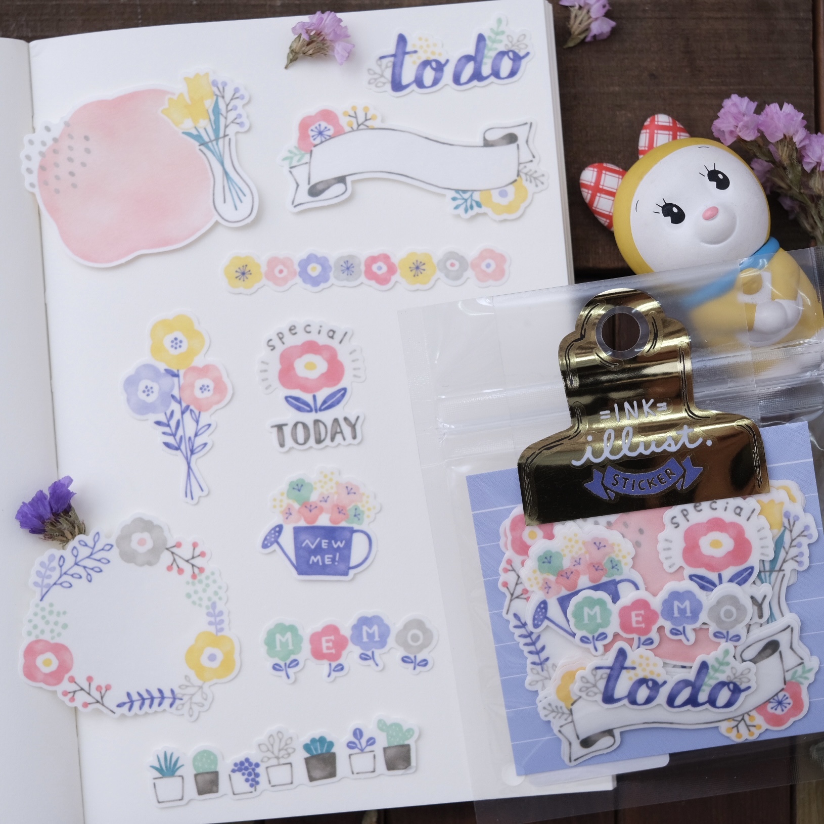 花朵 水彩插畫貼紙包 日本 手帳貼紙｜MIND WAVE 日本