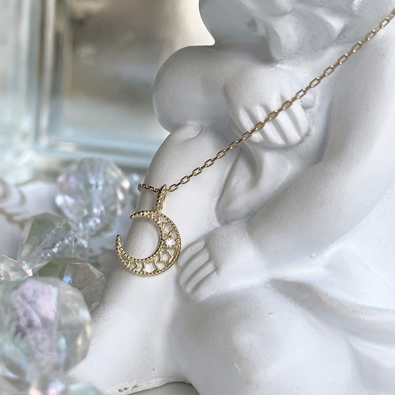 10K/洛可可新月墜鍊