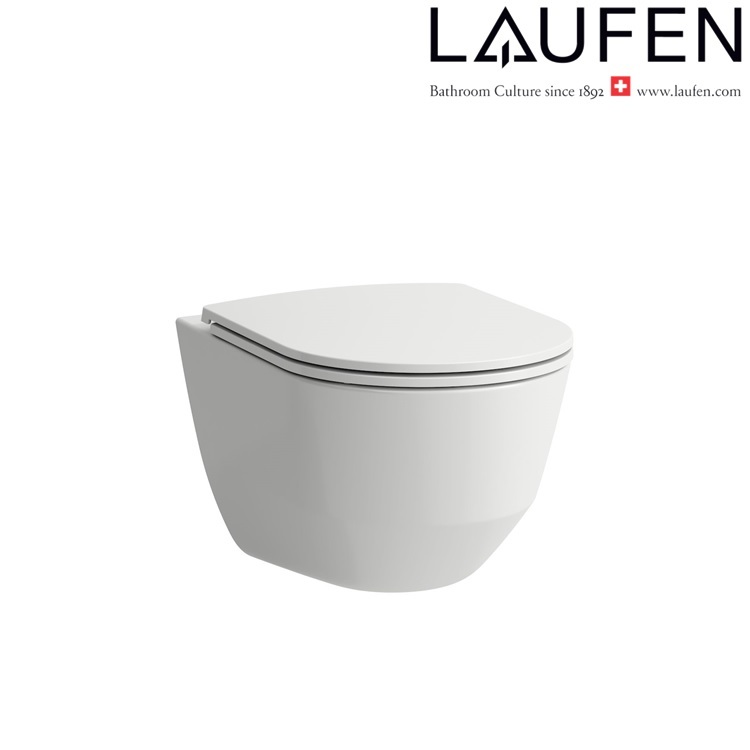 Laufen "Pro" 8.2096.6.000.000.1 + 8.9896.6.000.000.1 Rimless Wallhung Toilet w/ Soft Closing Cover - Wels