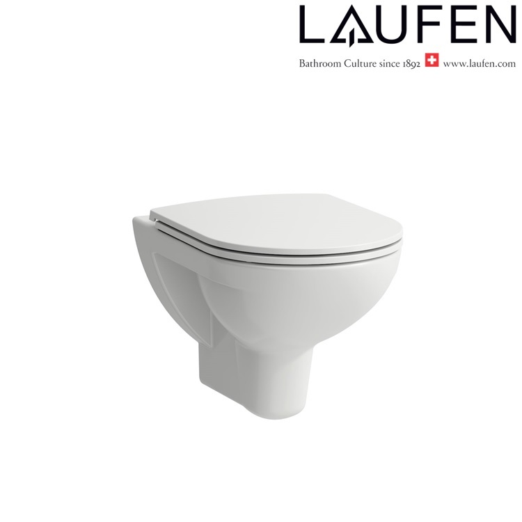 Laufen "Pro" 8.2096.0.000.000.1 + 8.9496.4.000.000.1 Rimless Wallhung Toilet w/ Soft Closing Cover 