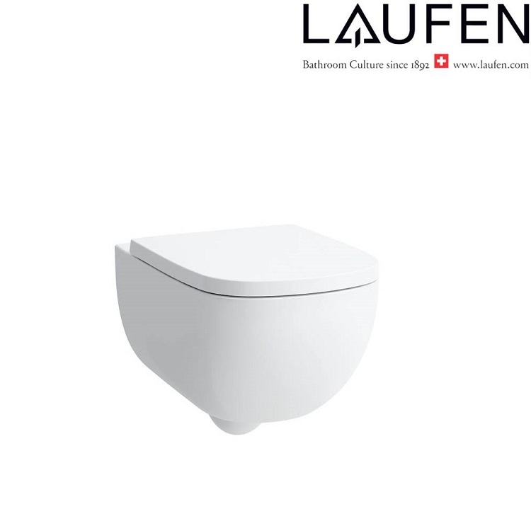 Laufen "Palomba" 8.2080.2.400.000.1 + 8.9180.2.000.000.1 Rimless Wallhung Toilet (LCC) w/ Soft Closing Cover