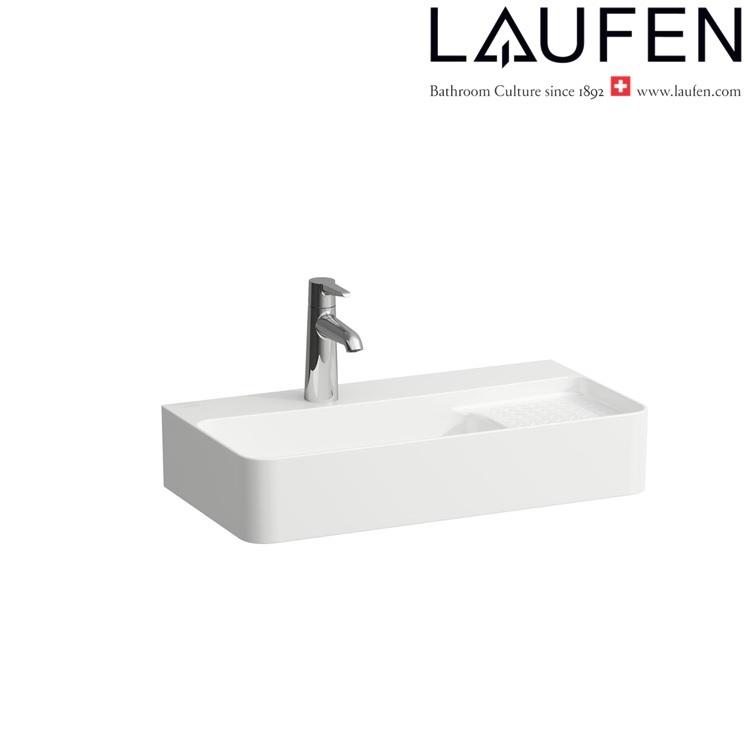 Laufen "Val" 8.1728.5.000.104.1 Washbasin 'compact', undersurface ground, with semi-wet area right *SaphirKeramik*