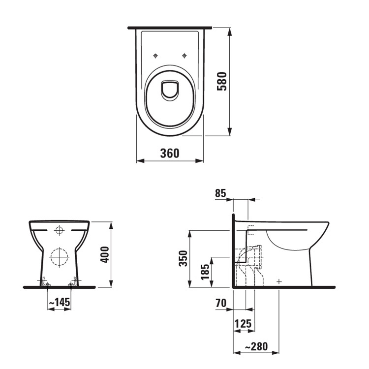 Laufen "Pro" 8.2295.1.000.000.1 + 8.9496.4.000.000.1 Floorstanding Toilet w/ Soft Closing Cover