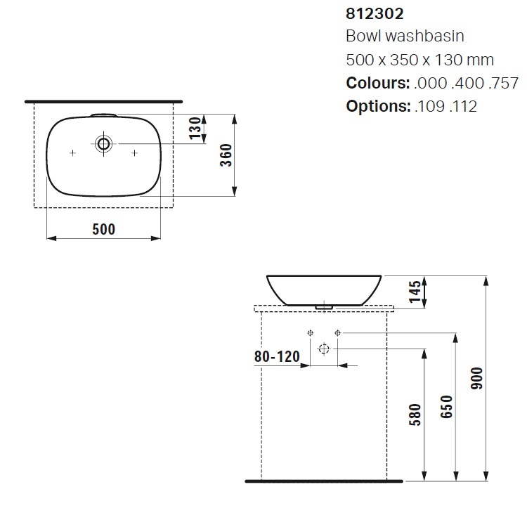 Laufen "Ino" 8.1230.2.000.112.1 Countertop Washbasin *SaphirKeramik*