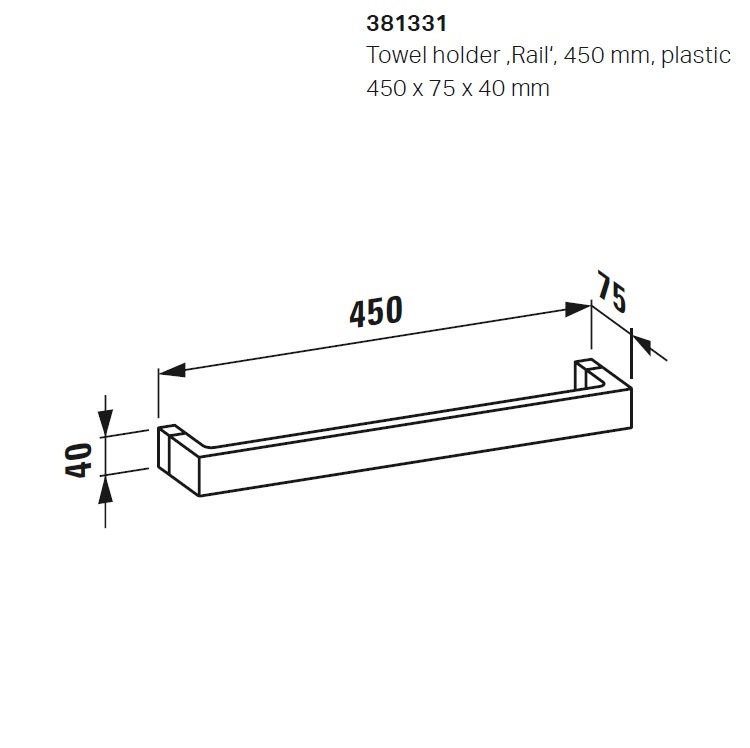 Laufen "Kartell by Laufen" 3.8133.1.084.000.1 450mm Towel Rail