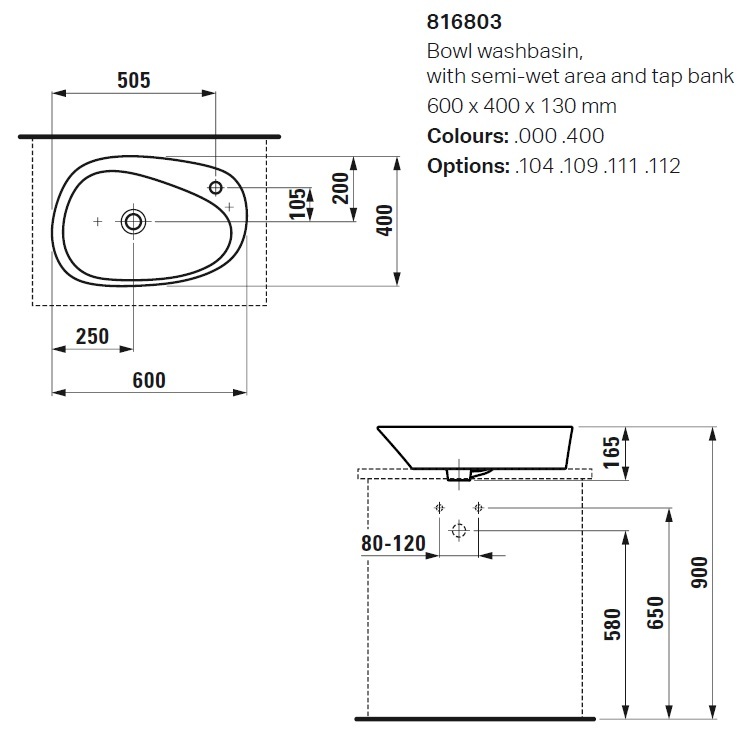 Laufen "Palomba" 8.1680.3.000.104.1 Countertop Washbasin (With Overflow)