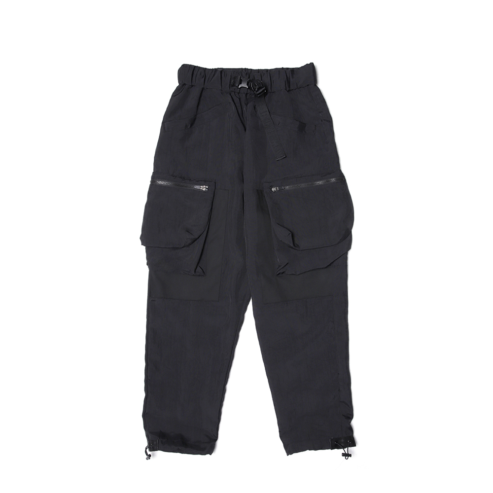 雙層立體袋錐形褲 - 黑