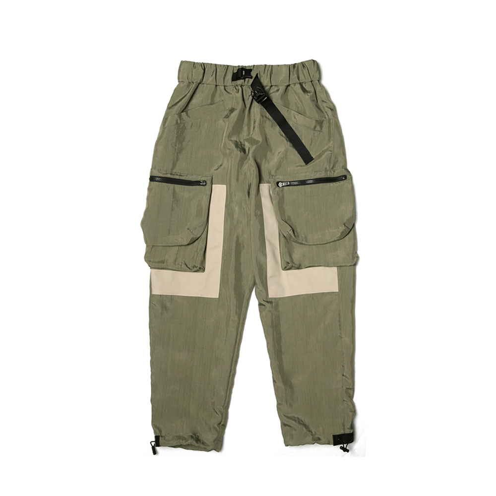 雙層立體袋錐形褲 - 淺綠