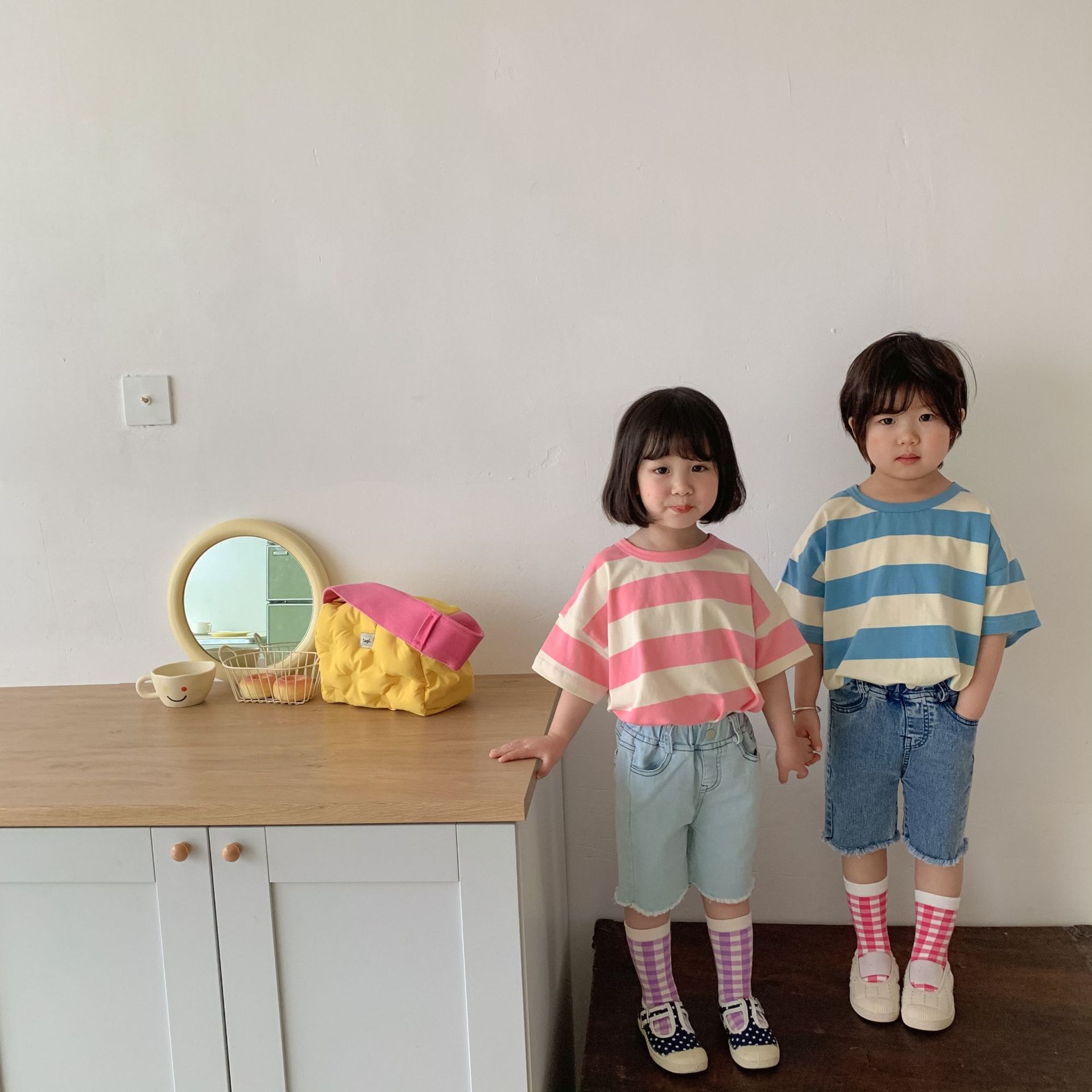 落肩寬條紋上衣 2色