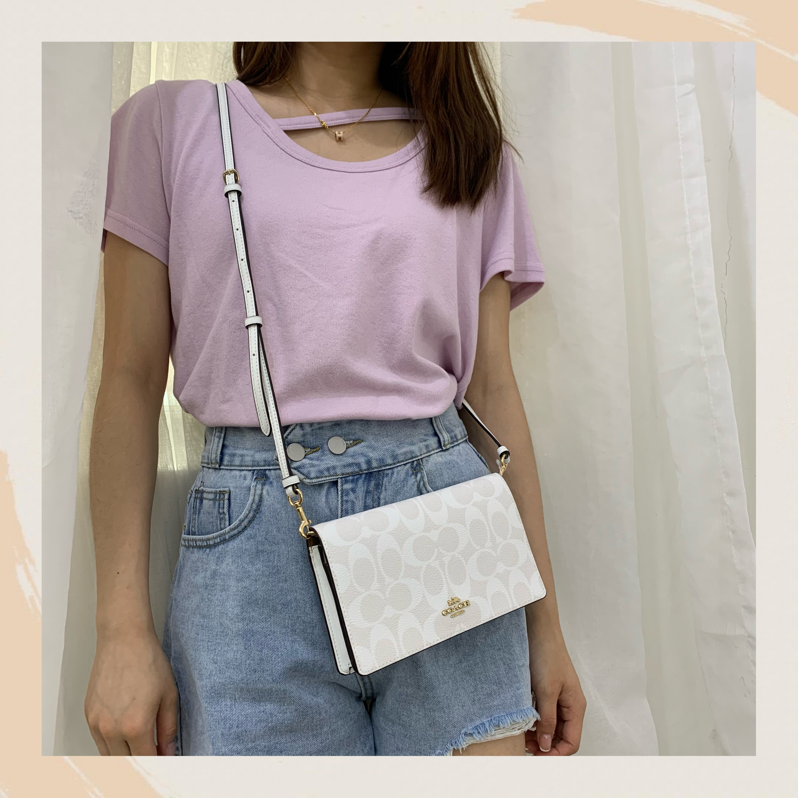 【名牌代購】COACH ANNA FOLDOVER CROSSBODY CLUTCH IN SIGNATURE CANVAS #3036/IMRFF