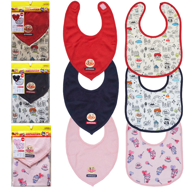 麵包超人圍兜2入-藍 紅 粉