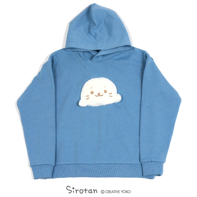 Sirotan 連帽長袖T-立體大臉 藍 S XL M L