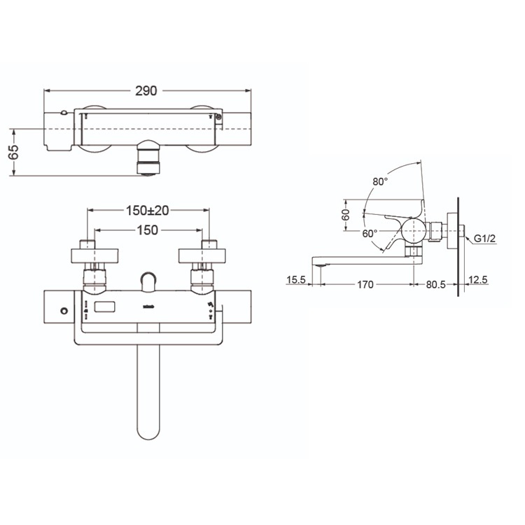 Toto TBV03429B Thermostatic Bath & Shower Mixer