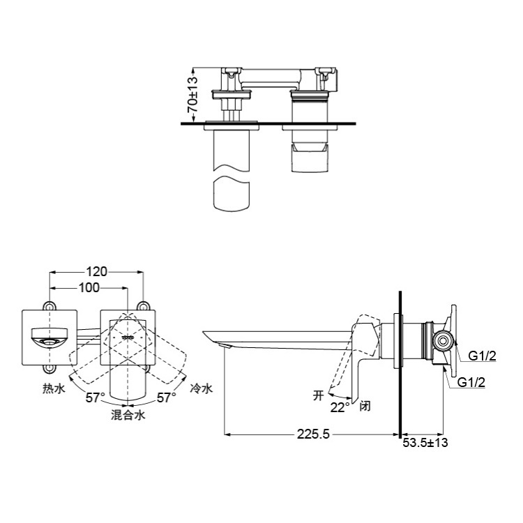 Toto "GR series" TLG02311B Extended Wall Mounted Lavatory faucet