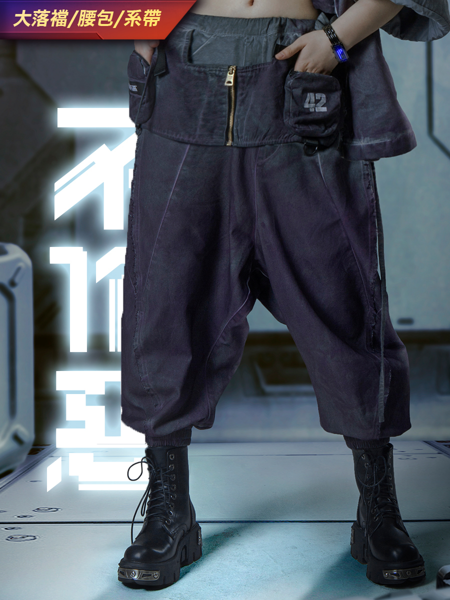 「夜叉武士褲」水洗漸變賽博朋克機能落檔日系武士褲