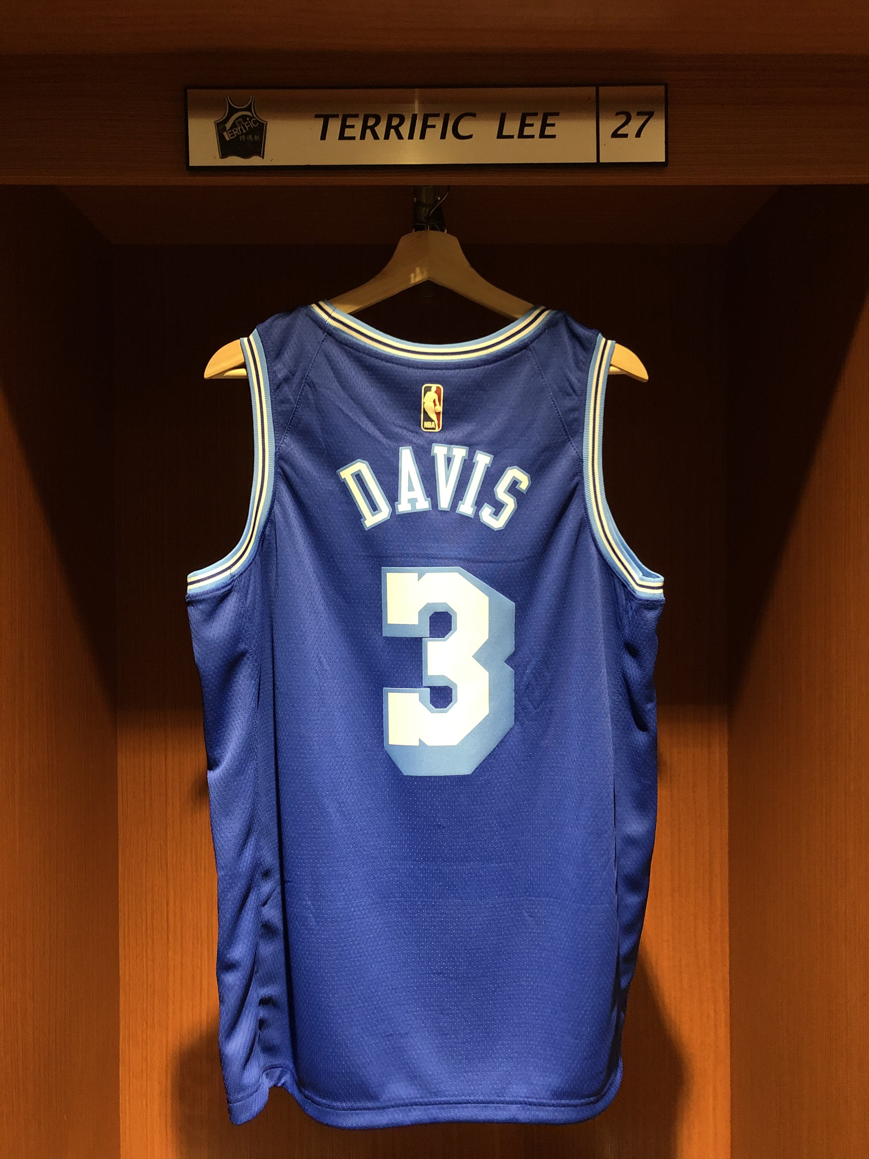 NBA球衣 Anthony Davis 洛杉磯湖人復古藍 HWC Nike Swingman 球迷版 熱轉印 含贊助商標 全新 草寫藍