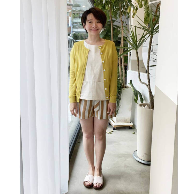 夏艾條紋輕寬短褲-丁柿