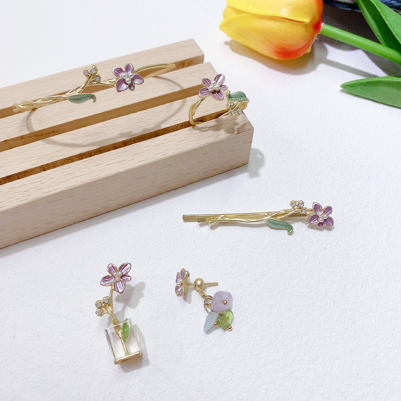 Ayatorie 紫羅蘭耳環/手鐲/戒指/耳骨夾/髮夾