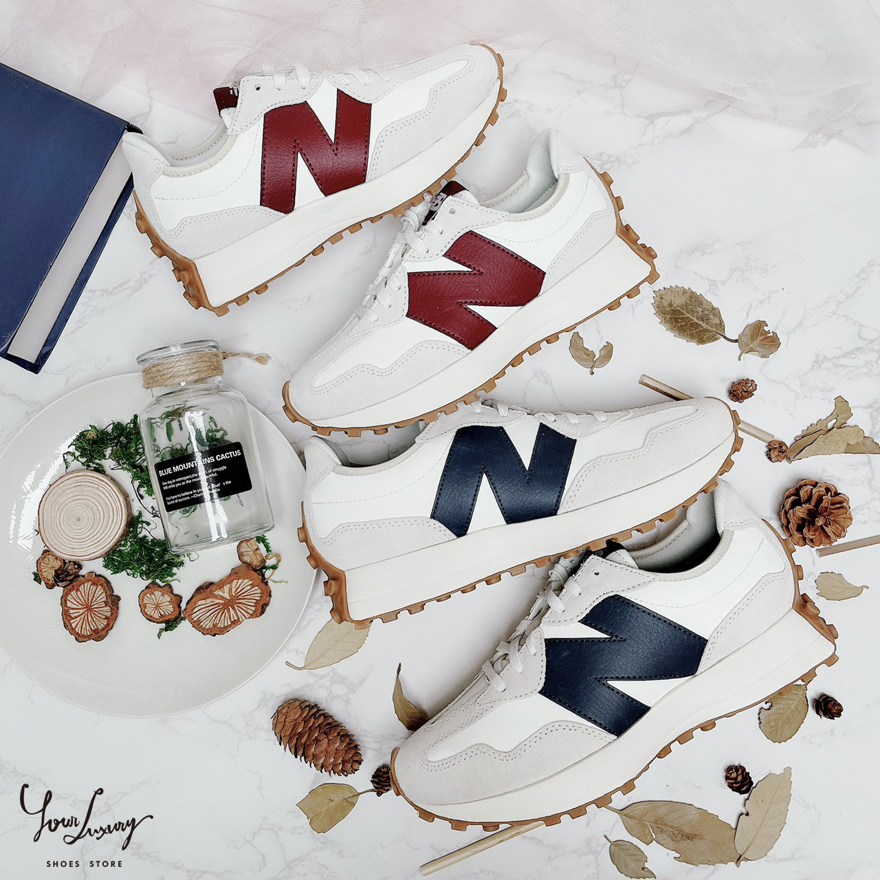 【Luxury】 現貨 NEW BALANCE 327 皮革 深藍 酒紅 黑白 焦糖底 四色 nb327 正品 代購
