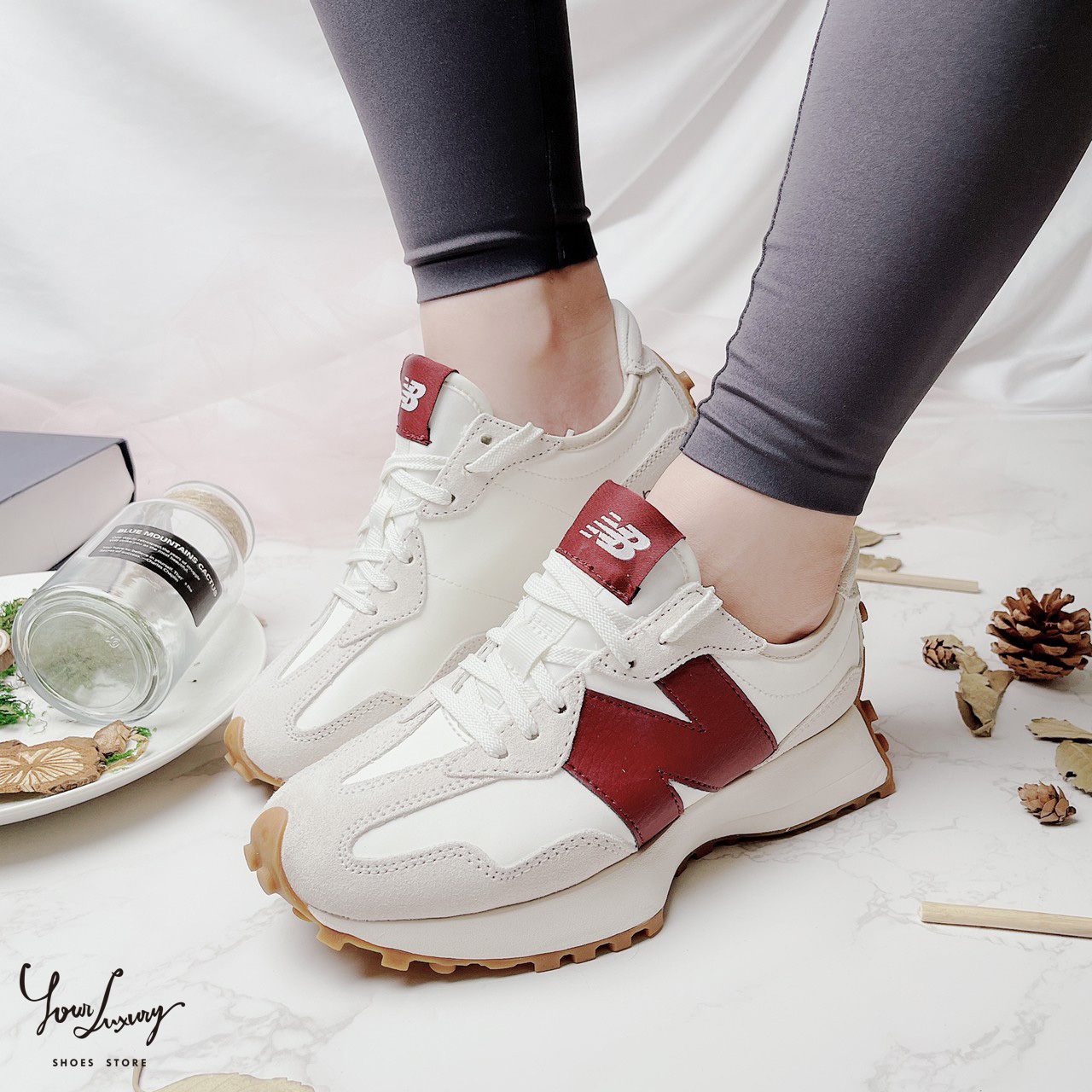 【Luxury】 現貨 NEW BALANCE 327 皮革 深藍 酒紅 黑白 焦糖底 四色 nb327 正品 代購
