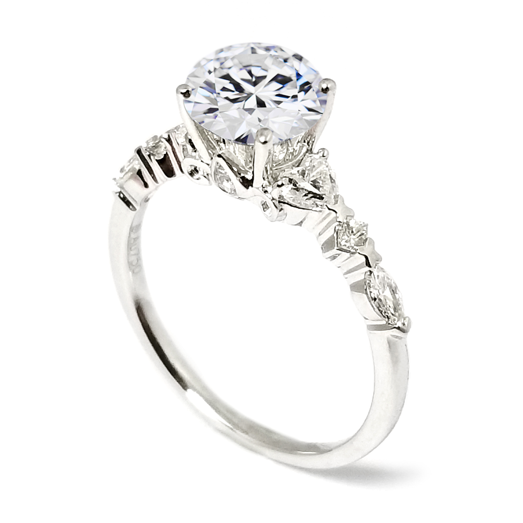 18K 白金 Fancy Five 鑽石戒指托