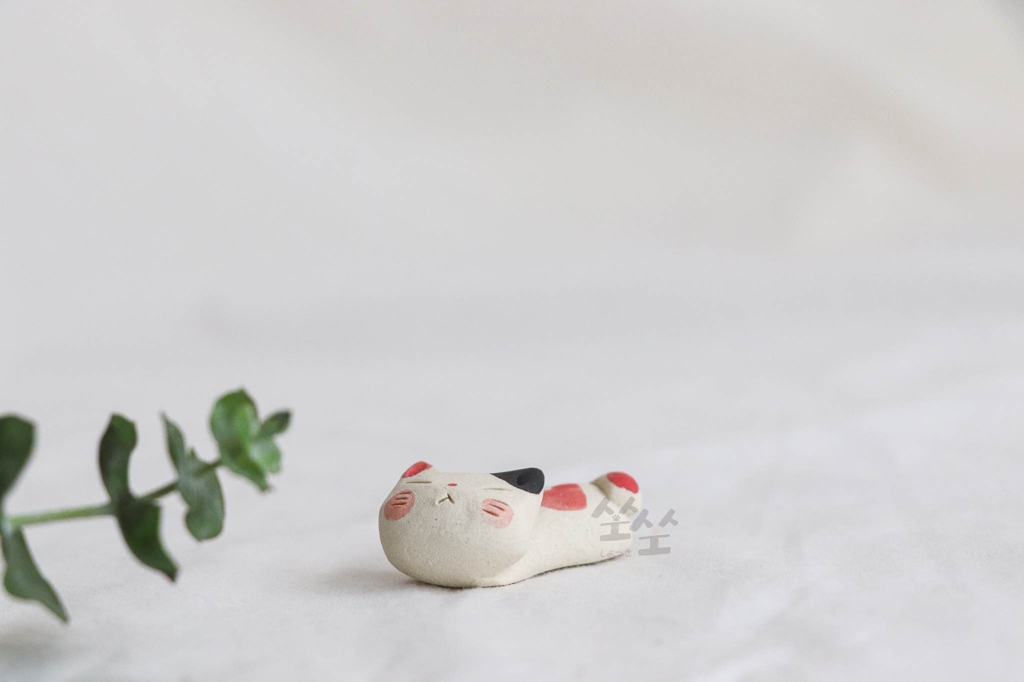 手作 粗陶 貓咪 筷架