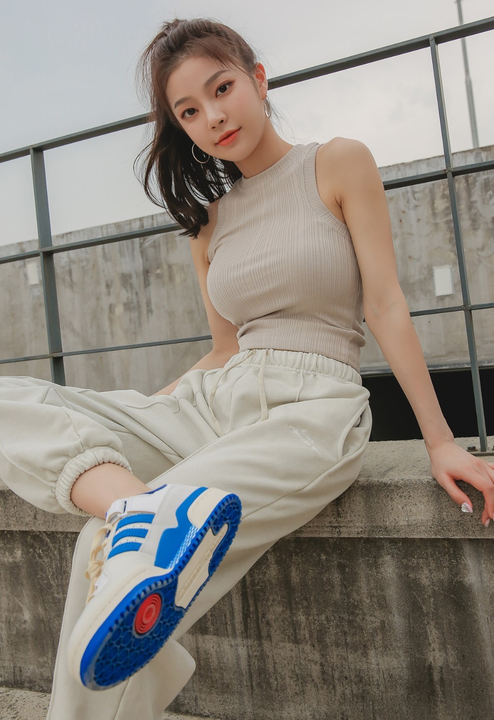 CONCHWEAR - Bagel Ribbed無袖條紋上衣