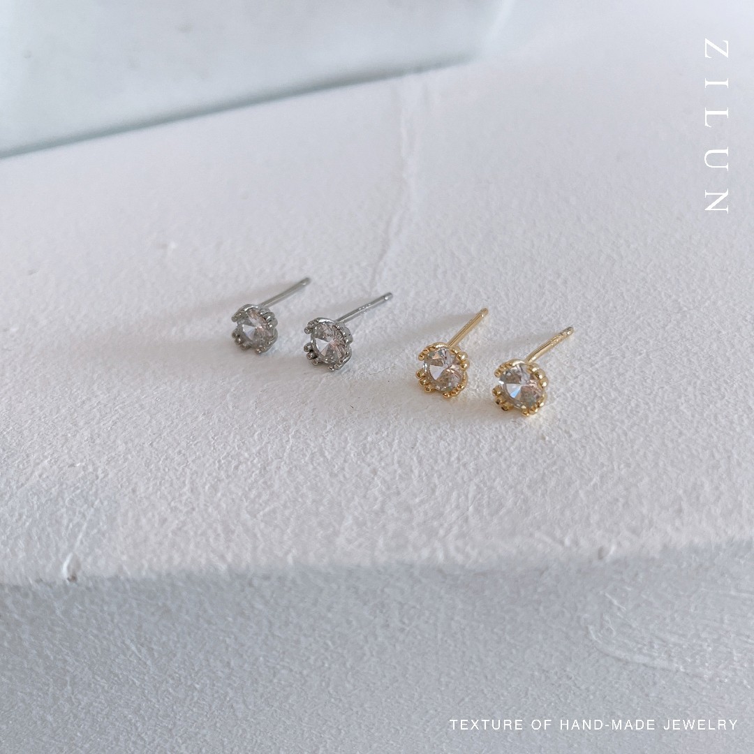 │輕奢│花苞鋯石 • 耳針耳夾 • 925silver • 純銀耳飾