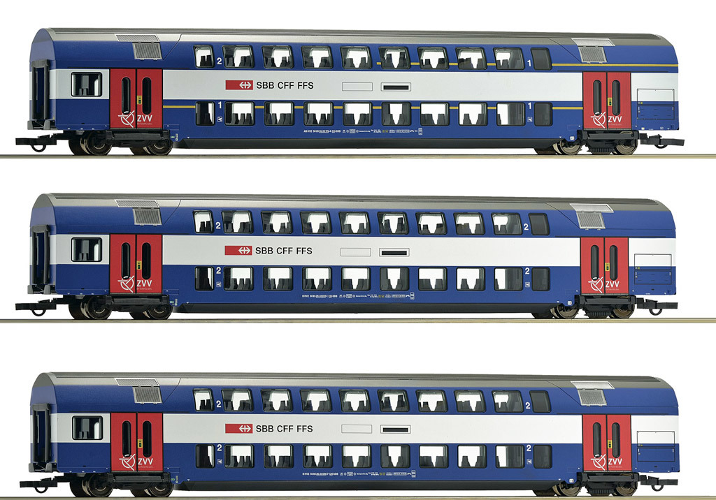 特價 Roco 64133 HO規 3節 SBB瑞士雙層客車 AC版 可換DC輪