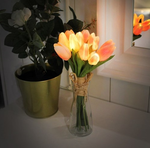 預購 韓國 鬱金香花束 LED仿真花夜燈 擺飾