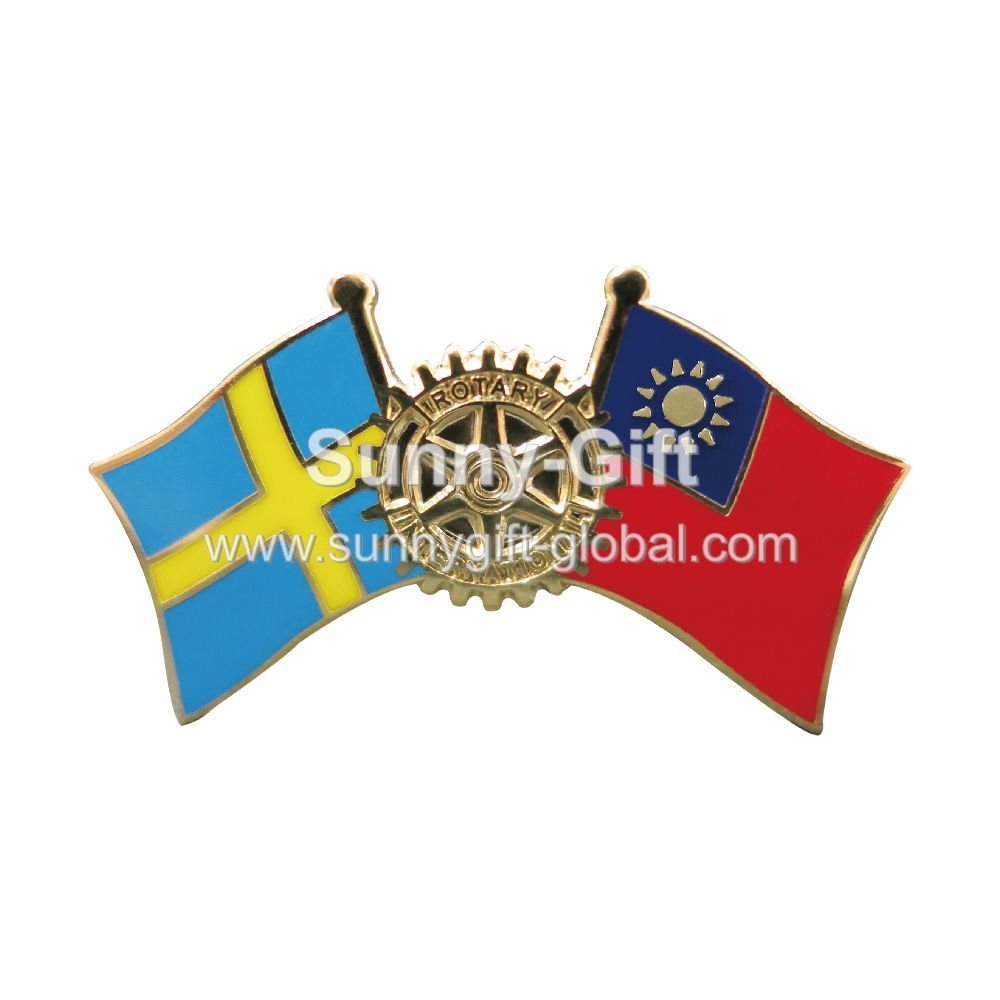 country & country - Rotary Crossed Flags Lapel Pin